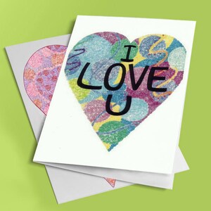 Cartão I Love U Heart - Produzido a partir da ilustração original de Emily Kim - Cartão de felicitações em branco