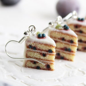 Blueberry Cake Earrings - Handmade Miniature Food Jewellery - Maive Ferrando