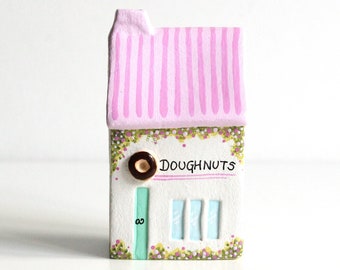 Miniature Clay Doughnut Shop Sculpture, Air Dry Clay Gift
