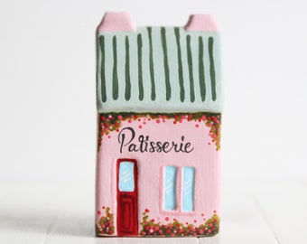 Miniature Clay "Patisserie" Sculpture - Mini Illustrated Shop - Naive Art - Air Dry Clay Gift