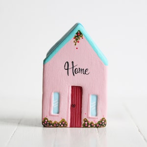 Miniature Clay House: Hand-Painted Illustrated Sculpture, New Home Gift