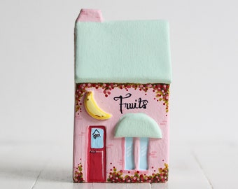 Handmade Miniature Illustrated Clay Shop: Collectible Novelty Gift