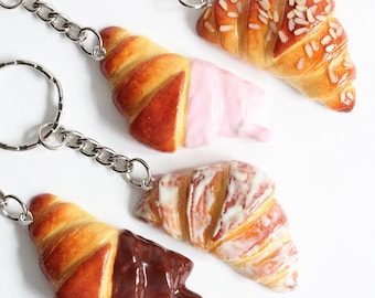 Polymer Clay Croissant Bag Charm,cafe Food Keychain,handmade