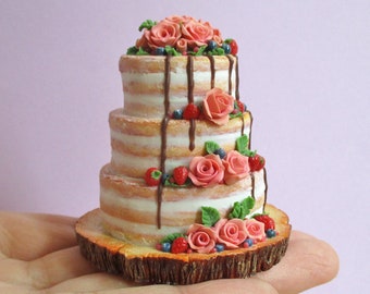 Miniature Wedding Cake: Polymer Clay Dollhouse Food, Vanilla Scented