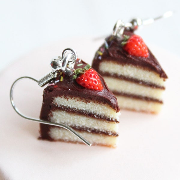 Chocolate Scented Birthday Cake Earrings - Miniature Food Jewellery - Maive Ferrando