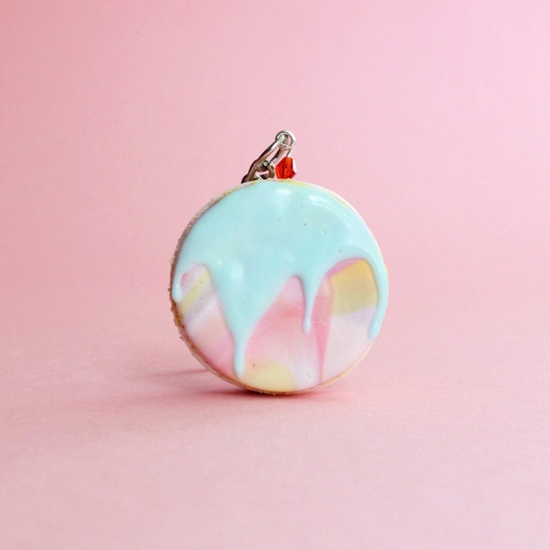 Polymer Clay Macaron Keychain, Fimo Food, Food Jewelry, Macaron Jewelry, Macaron Charm, Polymer Clay Macaron, Fimo Macaron, Pink Macaron image 7