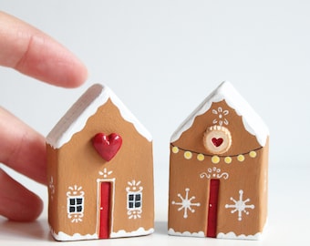 Handmade Clay Christmas Gingerbread House: Miniature Holiday Decoration