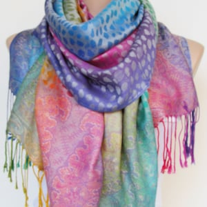 Pashmina Scarf Shawl Oversize Rainbow Scarf Fall Winter Women Fashion Accessories Boho Ombre Scarf Holiday Christmas Gifts For Her For Women image 5