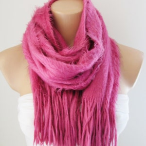 Pink Knitted Fabric Scarf Shawl Scarf Winter Fashion Scarf Headband Neck Warmer Long Scarf Infinity Scarf zdjęcie 2