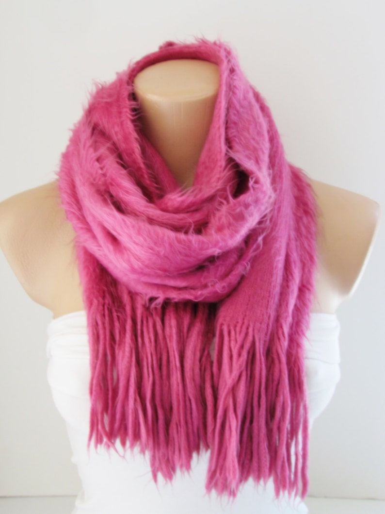 Pink Knitted Fabric Scarf Shawl Scarf Winter Fashion Scarf Headband Neck Warmer Long Scarf Infinity Scarf zdjęcie 2