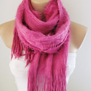 Pink Knitted Fabric Scarf Shawl Scarf Winter Fashion Scarf Headband Neck Warmer Long Scarf Infinity Scarf zdjęcie 4