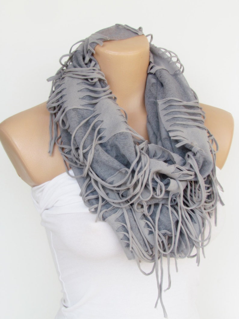 Gray Long Scarf New Seasen Spring Scarf Shawl Cowl Scarf Fall Fashion Scarf-Headband Infinity Scarf image 2