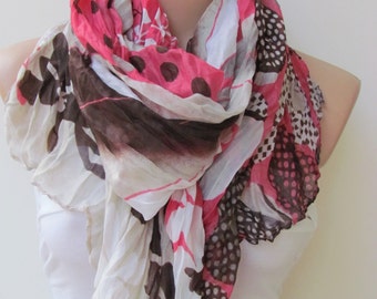 Floral Polka-dot Pattern Scarf Spring Summer Scarf Infinity Scarf Women's Fashion Accessories Trend Holidays Easter Gift Ideas For Her