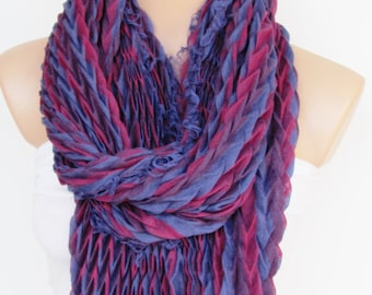 Écharpe rouge et violette -Écharpe châle-Nouvelle saison-Collier-Cowl- Neckwarmer- Écharpe infini-Cadeau fête des mères