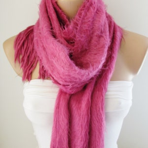 Pink Knitted Fabric Scarf Shawl Scarf Winter Fashion Scarf Headband Neck Warmer Long Scarf Infinity Scarf zdjęcie 3