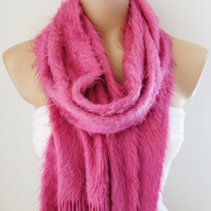 Pink Knitted Fabric Scarf Shawl Scarf Winter Fashion Scarf Headband Neck Warmer Long Scarf Infinity Scarf zdjęcie 1