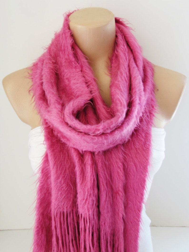 Pink Knitted Fabric Scarf Shawl Scarf Winter Fashion Scarf Headband Neck Warmer Long Scarf Infinity Scarf zdjęcie 1