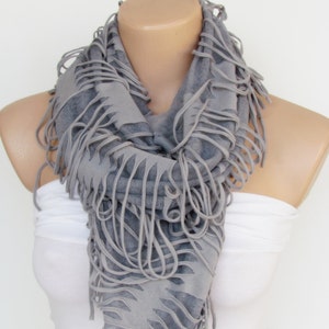 Gray Long Scarf New Seasen Spring Scarf Shawl Cowl Scarf Fall Fashion Scarf-Headband Infinity Scarf image 3