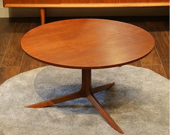 Rare Danish Modern Teak "Silverline" Round Coffee Table designed by Peter Hvidt for France and Son.