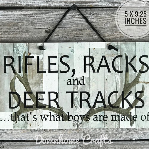 Hunting Sign Little Boys Rifles Racks and Deer Tracks Sign Etsy