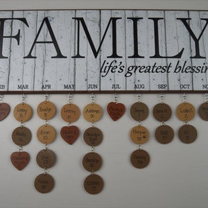 Family Birthday Board, White Wood family blessings, sign, anniversary, gift for parent, grandparent,birthday calendar, Mother's Day blessing