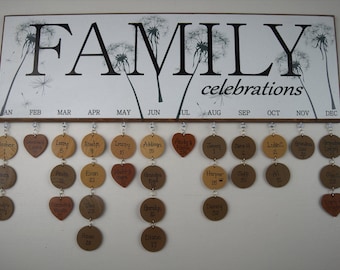 Family Birthday Board, Dandelion Celebrations, Personalized and Assembled FBDCA. calendar, gift, mothers day, fathers day, family birthday