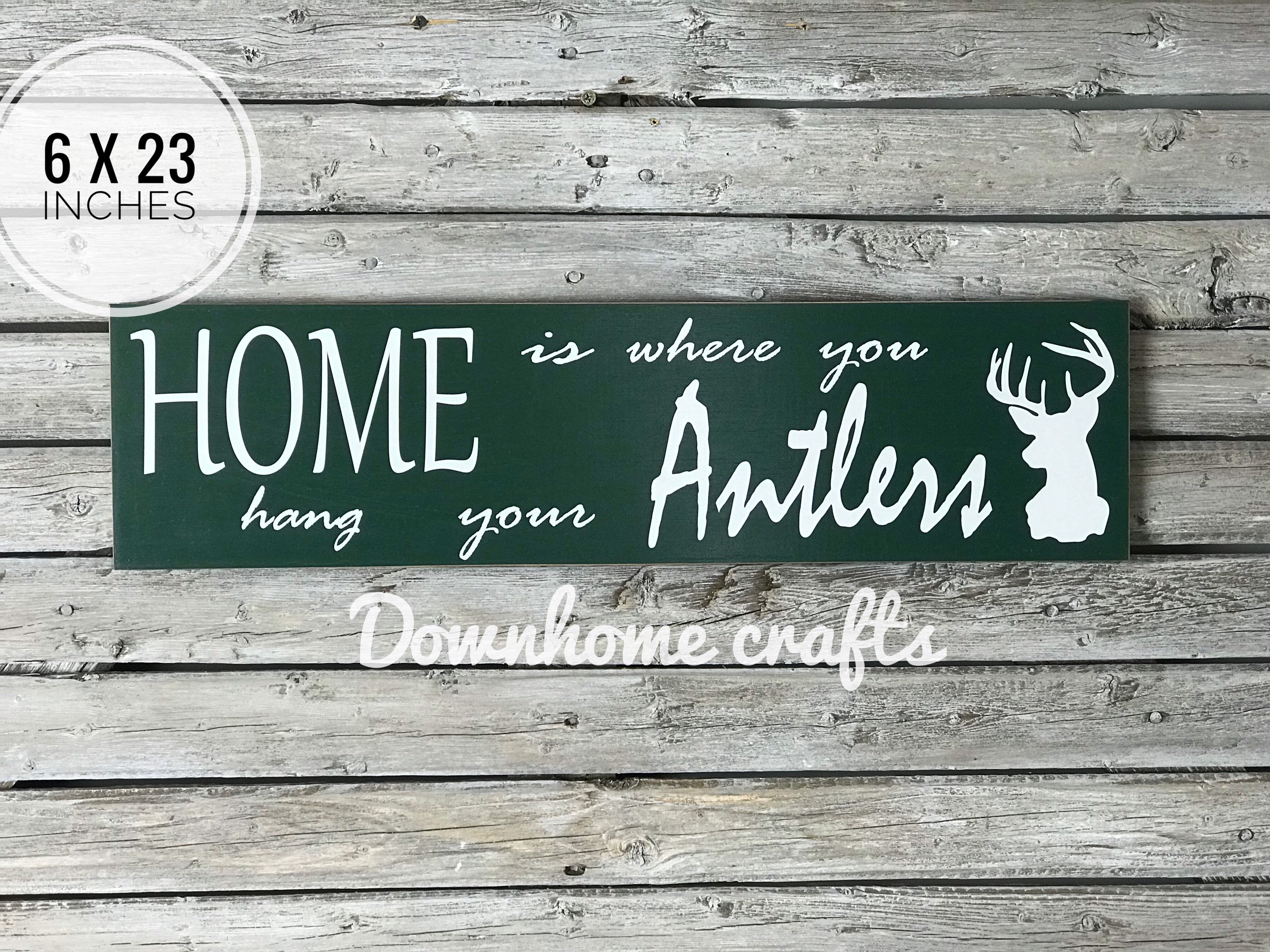 Deer hunting sign Home Deer sign Antlers wall hanging Etsy