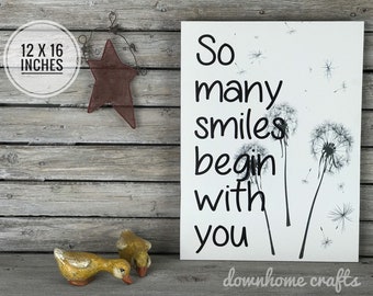 So Many Smiles- 2 styles, Begin With You Sign, friend, friendship, smile, gift, love, spiritual baby gift, dating, engagement, birth, child