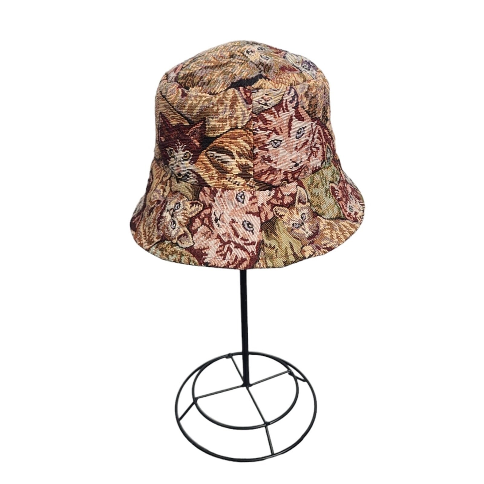 Cat Tapestry Bucket Hat Vintage Tapestry Cat Bucket Hat: Y2K Jacquard Hatphile  main image 2