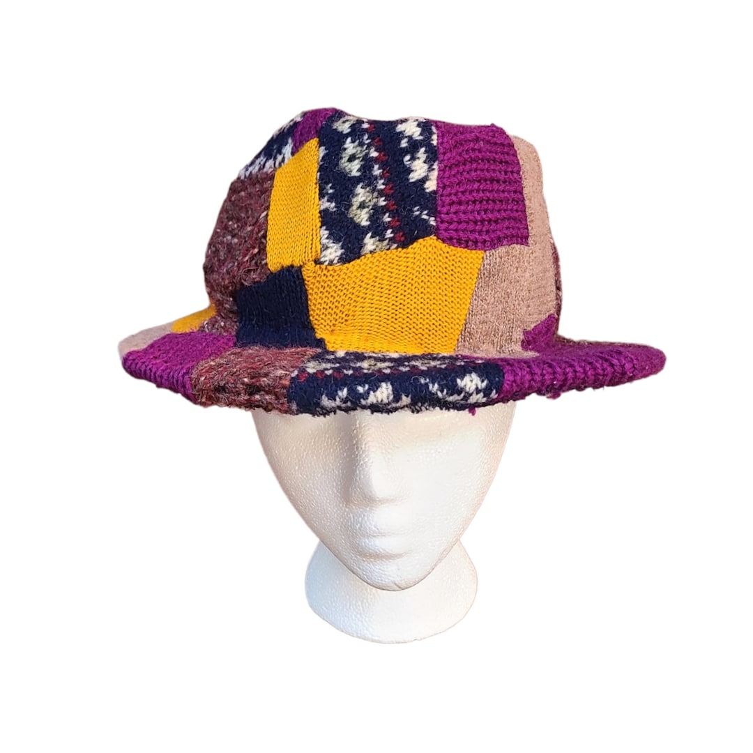 Patchwork Sweater Fedora Hat Patchwork Sweater Fedora Hat - Etsy main image 4