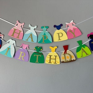 Princess banner, Princess dress banner, paper princess dress, Princess party, princess sign, princess birthday, happy birthday banner