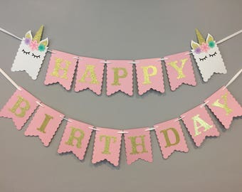 Unicorn banner, first birthday, unicorn party, unicorn decor, Unicorn birthday, unicorn party, unicorn, pink