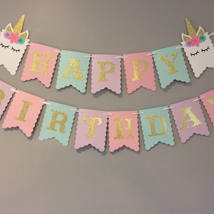 Unicorn banner, first birthday, unicorn party, unicorn decor, Unicorn birthday, unicorn party image 1