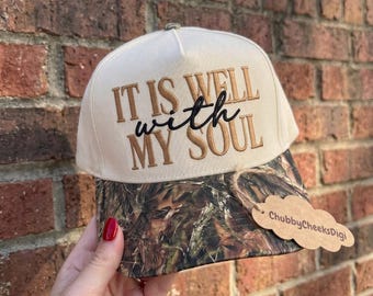 It Is Well With My Soul Hat Embroidery Design, Trendy Christian Girl Cap Digital File, Minimalist Faith Women Baseball Hat Pattern, PES DST