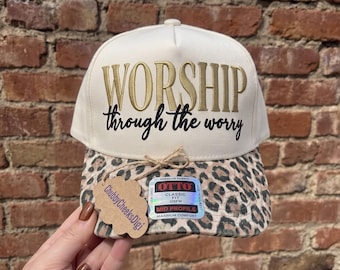 Worship Through The Worry Trucker Hat Embroidery Design, Christian Faith Cap Pattern, Bible Verse Gift For Her PES DST Download Digital File