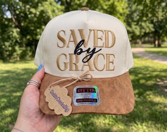 Saved By Grace Hat Size Embroidery Design, Inspirational Bible Verse Hat Embroidery,Christian Faith Gift Ideas Baseball Cap Digital File PES