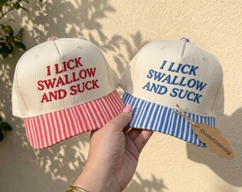 I Lick Swallow And Suck Hat Embroidery Design, Tequila Hat Digital File, Party Girl Summer Vacation Cap, Sarcastic Summer BBQ Cap PES DST