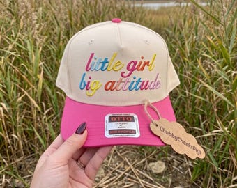 Little Girl Big Attitude Hat Embroidery Design, Sarcastic Trucker Hat Embroidery Design, Cute Daughter Gift Idea Baseball Cap Digital Design