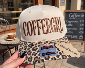 Coffeegrl Hat Size Embroidery Design, Sarcastic Coffee Lover Cap Digital File, Retro Women Espresso Trucker Machine File PES DST