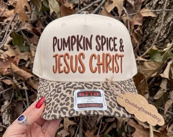 Pumpkin Spice Jesus Trucker Hat Embroidery Design, Cozy Autumn Faith Cap Pattern, Religious Fall Coffee Lover Gift PES DST Embroidery File