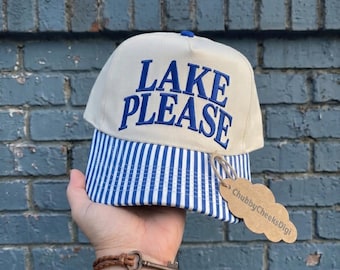 Lake Please Embroidery Design, Funny Summer Vacation Hat Digital File, Retro Boating Baseball Cap Pattern, Lake Life Machine File PES DST