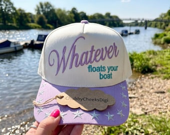 Whatever Floats Your Boat Embroidery File for Hat, Summer Lake Life Trucker Cap Design, Boating Hat Digital Download, Funny Vacation Cap PES