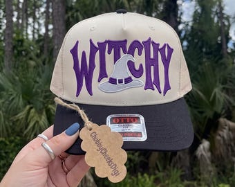 Witchy Halloween Trucker Hat Embroidery Design, Spooky Witch Cap Design, Witchy Embroidery, Cute Witch Lover Gift, PES DST Digital Download