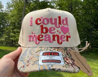 Be Meaner Hat Embroidery File, Funny Floral Trucker Cap Design, Sarcastic Women Embroidery, Humorous Baseball Hat Digital Download