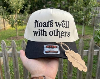 Floats Well With Others Hat Embroidery File, Funny Summer Boat Cap Machine Embroidery Design, Lake Life Beach Cap PES DST Digital Download