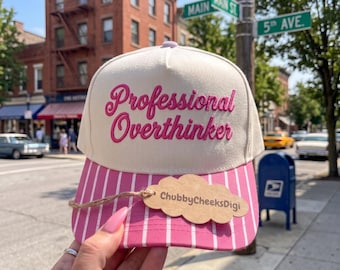 Professional Overthinker Hat Embroidery Design, Cute Mental Health Cap Digital File, Trendy Vintage Sassy Women Dad Hat Machine Pattern, DST