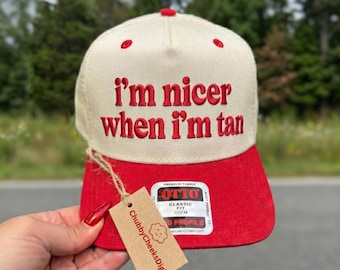 I'm Nicer When I'm Tan Embroidery File, Funny Summer Beach Trucker Hat Digital File, Trendy Girls Vacation Cap Pattern, Machine File PES DST