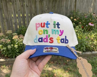 Put It On My Dads Tab Embroidery File for Hat, Funny Summer Cap Machine Embroidery Design, Retro Trucker Hat Custom Cap PES DST Download