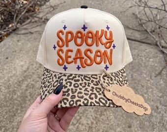 Spooky Season Hat Embroidery Design, Cute Halloween Cap Digital File, Sarcastic Halloween, Retro Fall Season Trucker Hat Machine File PES