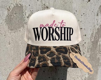 Made To Worship Hat Embroidery Design, Christian Faith Summer Beach Cap Digital File, Trendy Retro Jesus Follower Trucker Cap File PES DST